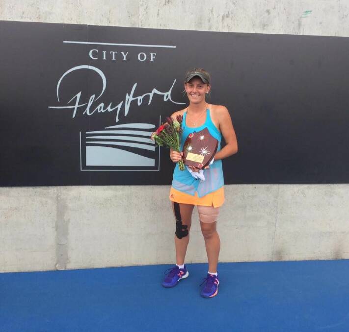 WINNER: Zoe Hives after winning the Playford ITF event in Adelaide last year.