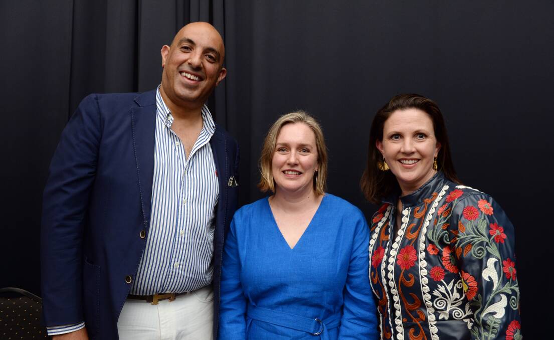 VICTOR: GNAP winner Laresa Kosloff (centre) with prize founder Mark Guirguis and Carolyn Guirguis at the Art Gallery of Ballarat. Picture: Kate Healy