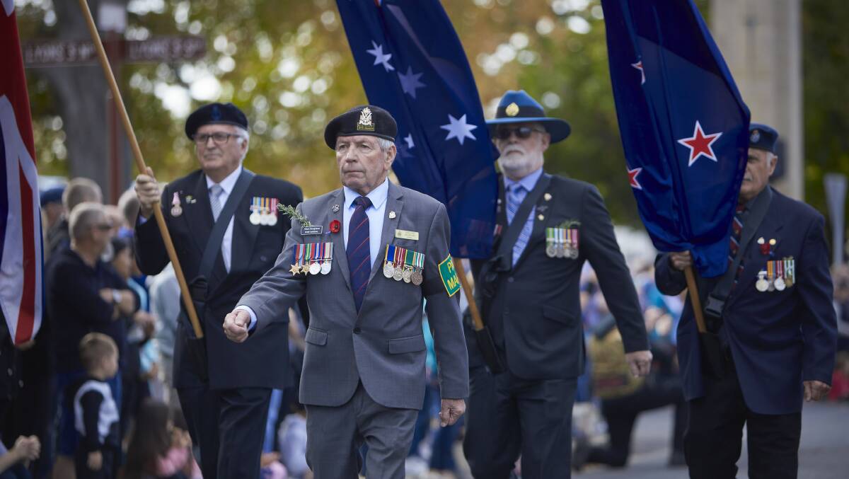 PARADE: Ballarat RSL president Alan Douglass during the 2018 Anzac Day march, which drew record crowds to pay tribute to Australian servicemen and women. Picture: Luka Kauzlaric
