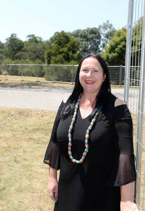 UNDERWAY: Artist Deanne Gilson at the construction site that will become her biggest art installation and the start of the North Gardens sculpture park. Picture: Kate Healy