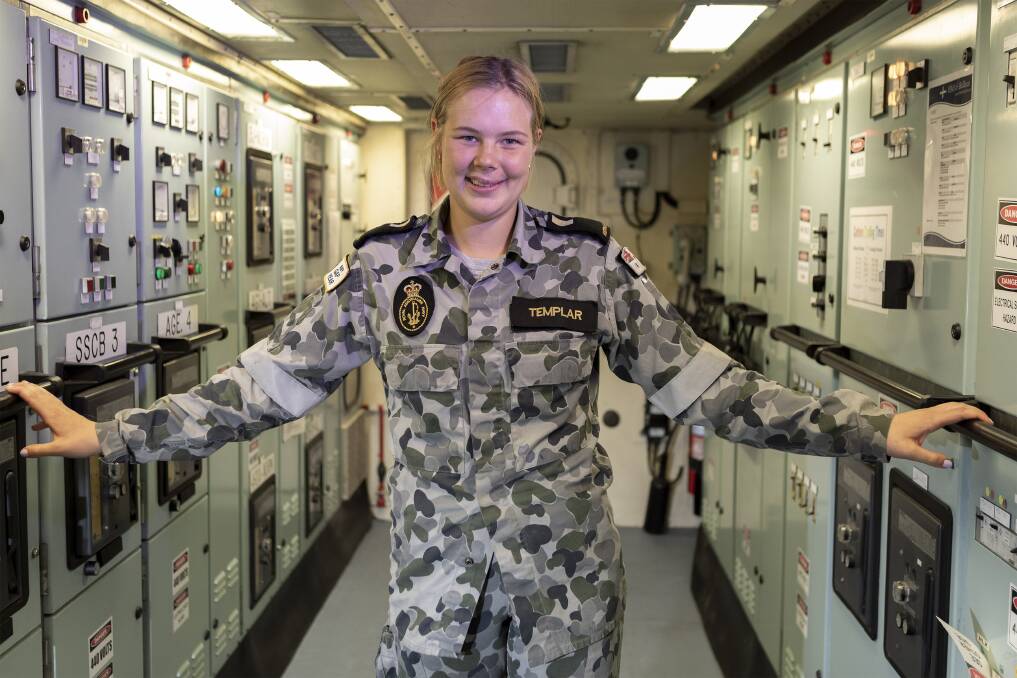 ABOARD: Midshipman Abiathar Templar joined the navy through the Australian Defence Force Gap Year program and is currently serving on the HMAS Ballarat. 