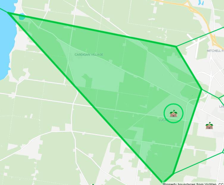 Zone for the new Lucas Primary School as shown on the Find My School website.