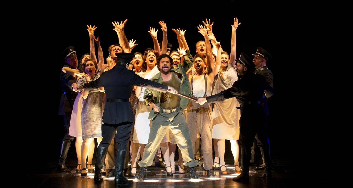 Production shot from Evita. Picture: Jeff Busby