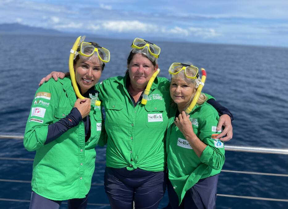 Alisha Griffiths, Leanne McPherson and Susie ONeill during filming of Adventure All Stars Legends in north Queensland. Picture supplied