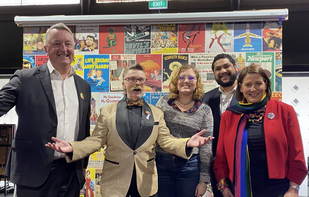 LIFE-CHANGING: Minister for Equality Martin Foley, LaNCE TV's Lance DeBoyle, LGBTIQ+ advocate Holly Ellis, LGBTIQ+ commissioner Todd Fernando and Wendouree MP Juliana Addison at the announcement of further support for LGBTIQ+ young people in the western region. Picture: Michelle Smith