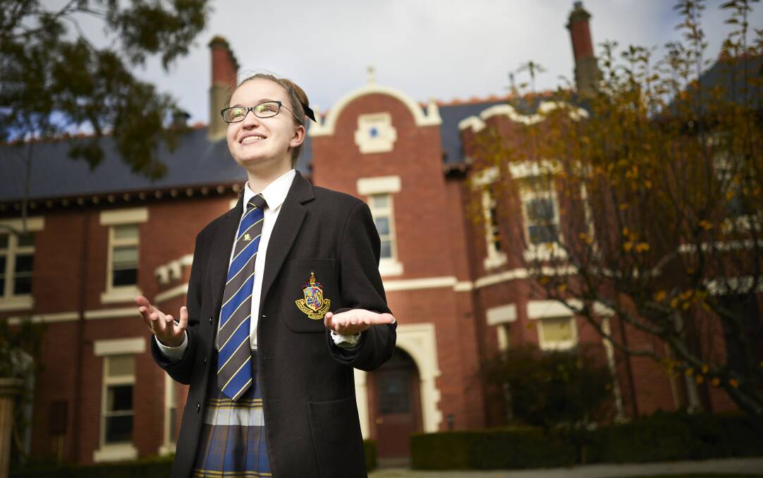 PLAIN TALKING: Ballarat Grammar year 10 student Annabella Lewis will discuss education and how it is preparing today's students for their future in the semi finals of the 2017 Plain English Speaking Award. Picture: Luka Kauzlaric