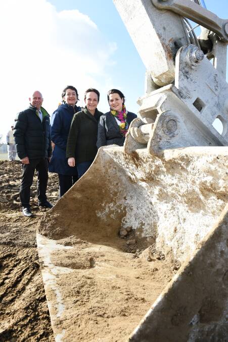 GROUNDBREAKING: Geoff Howard, Michaela Settle, Jaala Pulford and Juliana Addison at the site of the new Ballarat Hospice in Alfredton. Picture: Kate Healy
