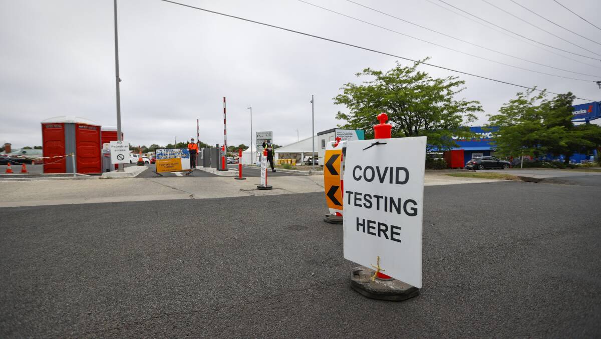 EMPTY: Despite the sign there was no testing carried out at Creswick Road, frustrating many who queued from as early as 6am.