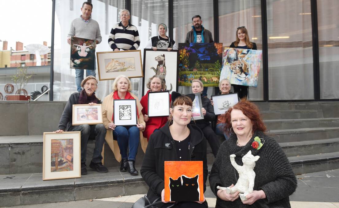 CATTY: Ballarat artists are a cat-loving bunch, coming out in force to offer and create feline-inspired works for Cats in Art. Picture: Kate Healy