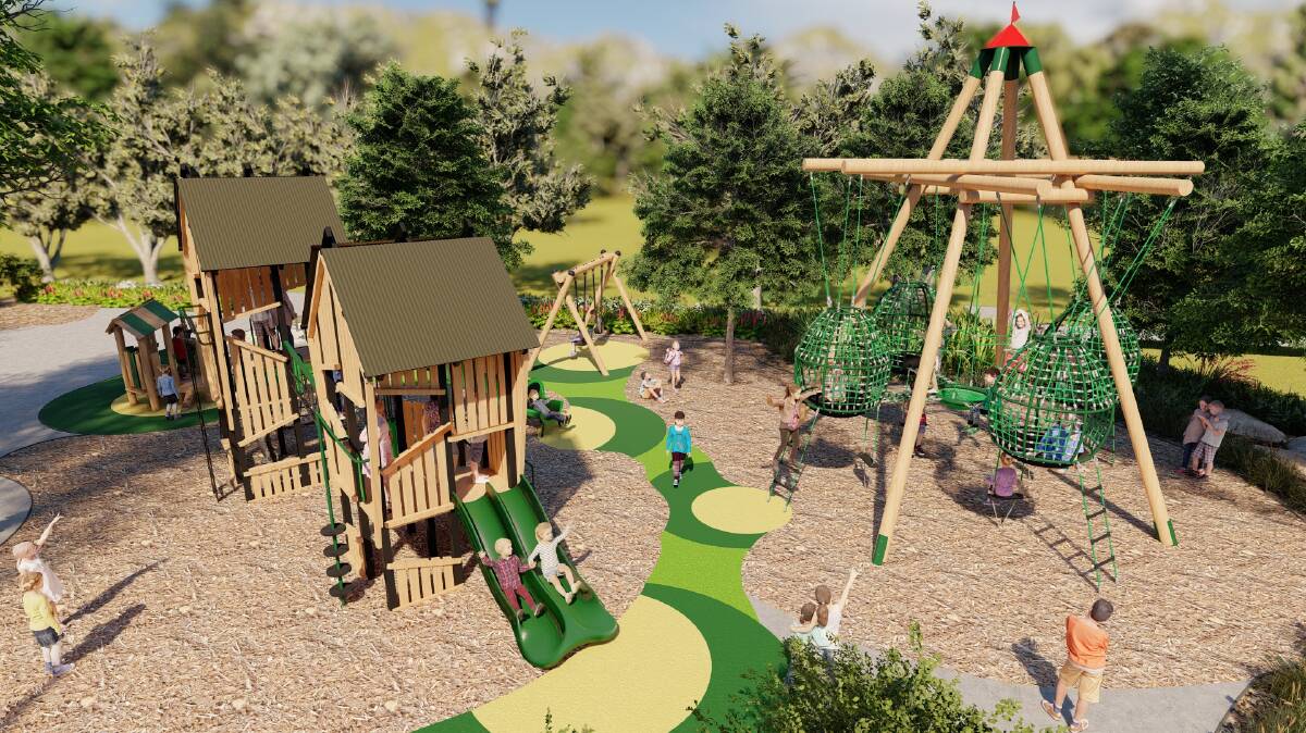 Overview of the new $1.4 million playground to be built on the western edge of Lucas. Pictures by Playground Centre
