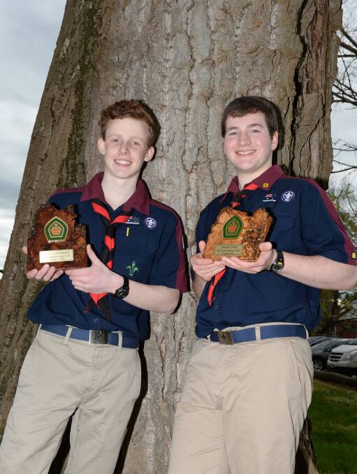 HIGH ACHIEVERS: Jesse Cruickshank, 18, and Jeremy Coad, 17, with their Queen's Scouts awards - the highest award in scouting. Picture: Kate Healy