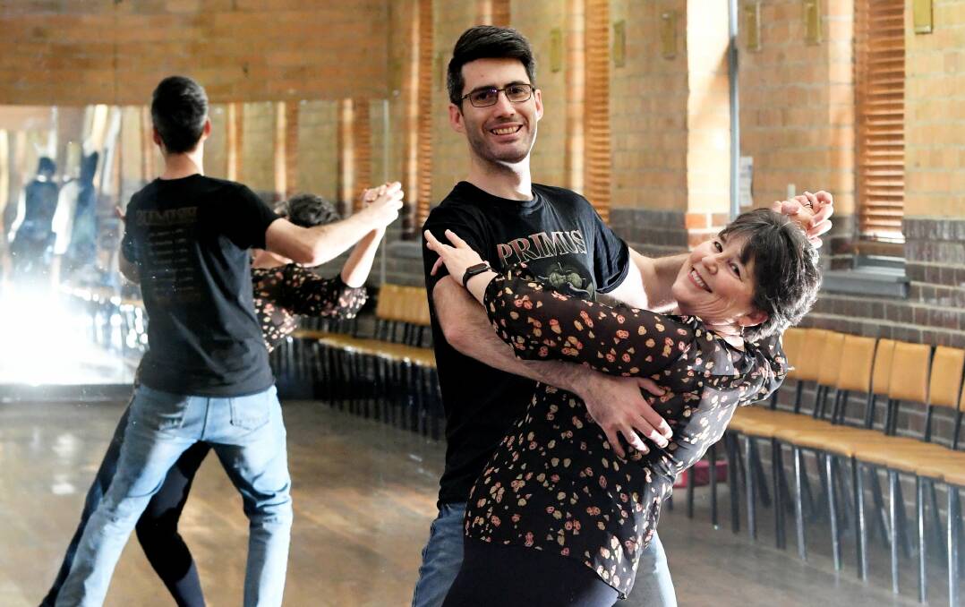 REHEARSAL: Ballarat Health chief medical officer Rosemary Aldrich practices her routine with dance partner Scott Cornwill. Picture: Lachlan Bence