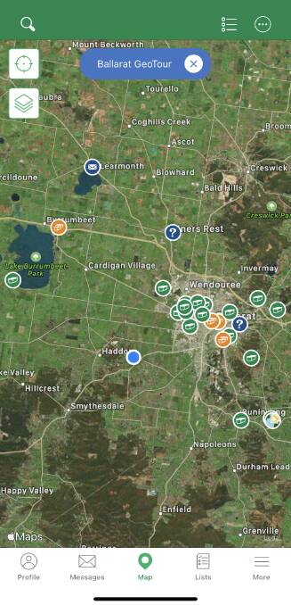 Ballarat Geotour cache locations
