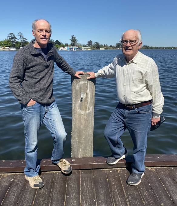 SNAPPERS: Ballarat photographers Andrew Thomas and Neil Sinclair at Lake Wendouree after winning the Golden City Paddle Steamer Museum Best O Lake photo award as part of the BIFB. Picture: Michelle Smith