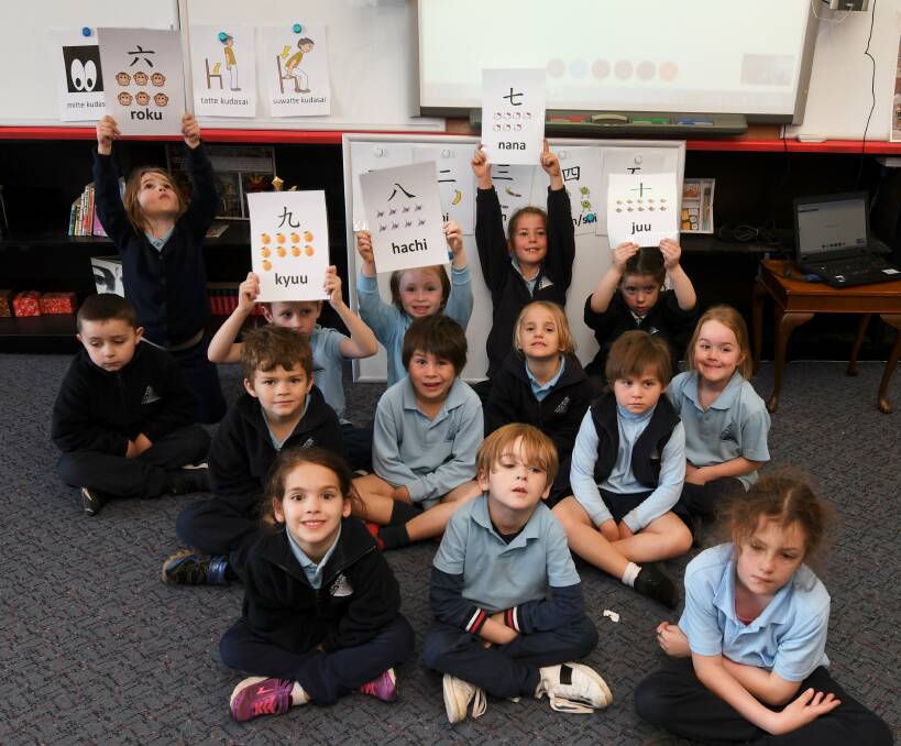 LEARNING: Students at Macarthur Street Primary, including the prep class, are learning Japanese online with a teacher beamed in from Trawalla. Picture: Lachlan Bence