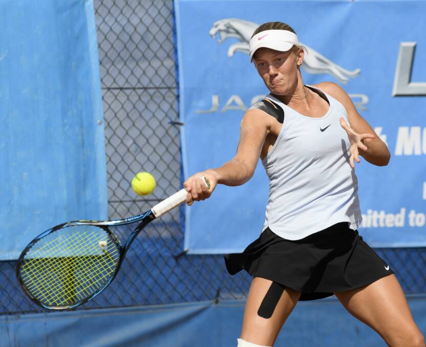 ACTION: Zoe Hives in the ACT Claycourt International semi-finals last month.