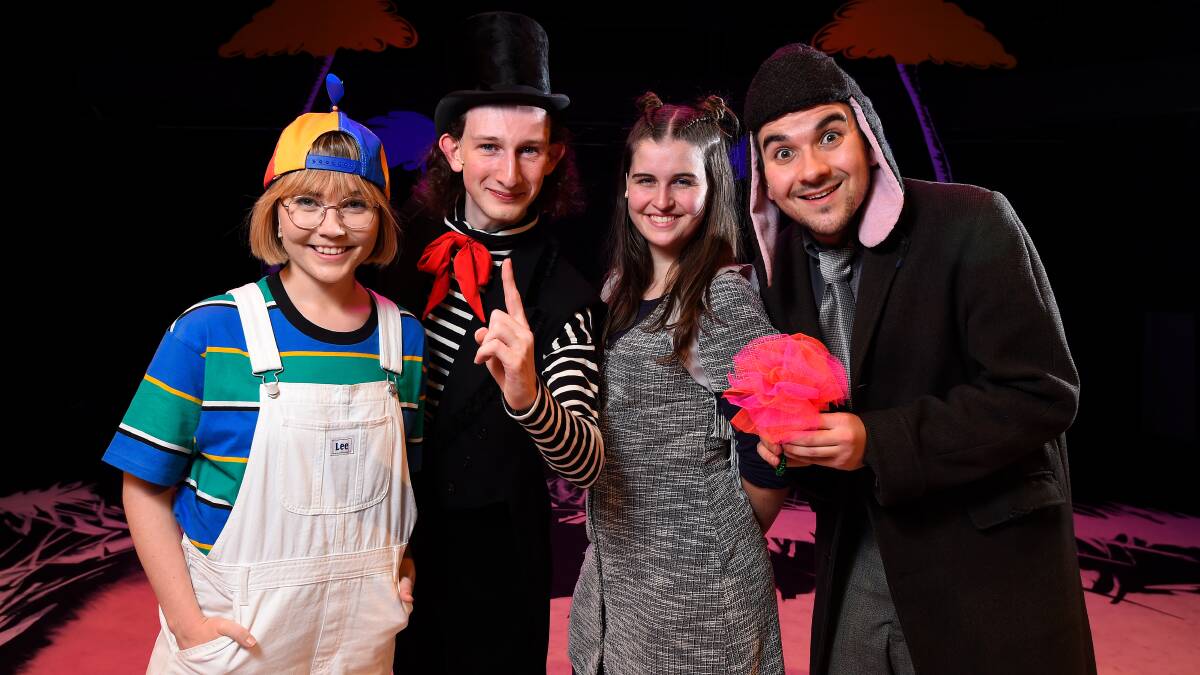 Rebekah Schilling (Jojo), David Chandler (Cat In The Hat), Megan Scott (Gertrude) and Brenton Shaw (Horton) are the leads in the Federation University Arts Academy production of Seussical the Musical. Picture: Adam Trafford 
