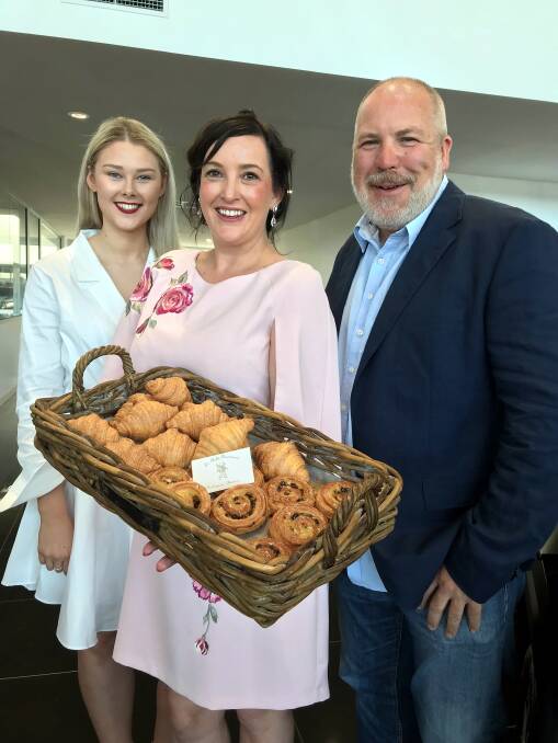FOOD: Plate Up Ballarat team member Bonnie White, director Kate Davis and food writer and pie judge Richard Cornish during the 2018 Plate Up Ballarat calendar launch.