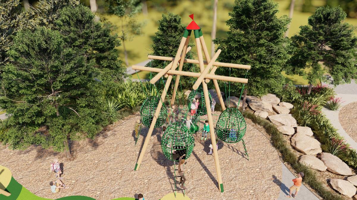 The 7m tall Olive Tree climbing frame will feature four pods that users can climb to. Pictures by Playground Centre