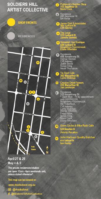 The map of studios, homes and businesses taking part in Soldiers Hill Artists Collective's 2019 ArtWalk.