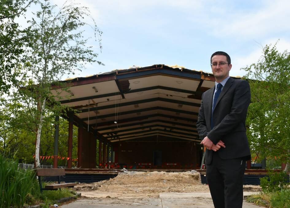 BUILDING: Ballarat Secondary College principal Simon Haber inspects building works at the Woodmans Hill campus.