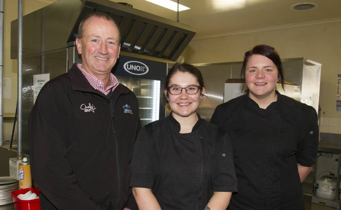TEAM: Victorian apprentice of the year Alyssa Heard (centre) with Chalambar Golf Club manager Tim Cronin and chef Rebecca Nicholson. Picture: Peter Pickering