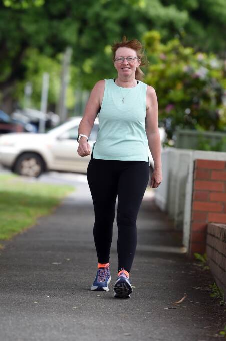 DETERMINED: Donna Bowman in training for her walk around Victoria to raise awareness of mental health. Picture: Kate Healy
