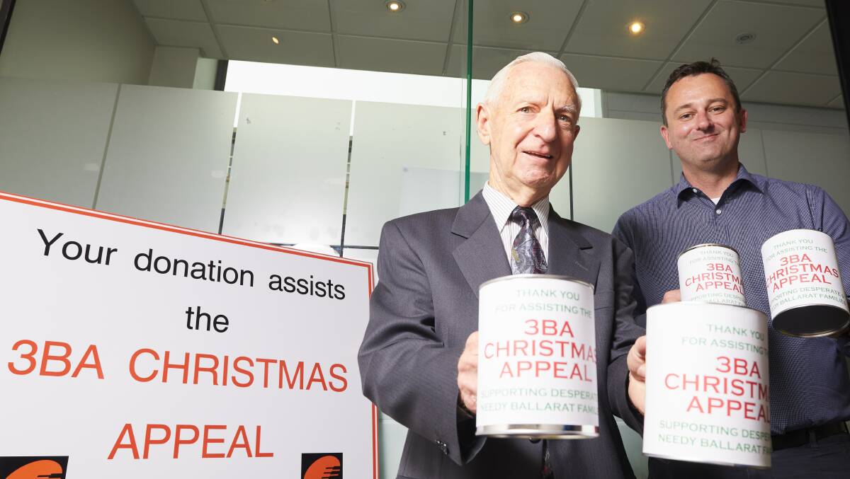 Peter Caligari and Ballarat deputy mayor Daniel Moloney at the launch of the 2017 3BA Christmas appeal. 