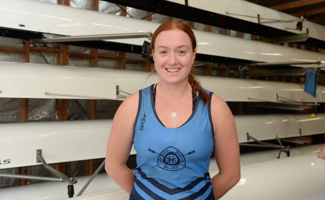 COMMITTED: Darcy McMickan in front of Ballarat High School's boats. Picture: Kate Healy