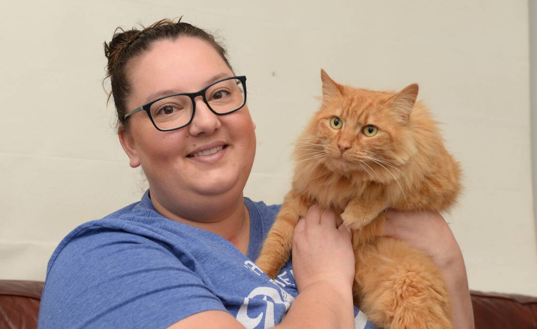 BACK HOME: Sanne Van Der Zweep was reunited with her cat Tigger earlier this month after he had been missing from her Wendouree home for almost two and a half years. Picture: Kate Healy
