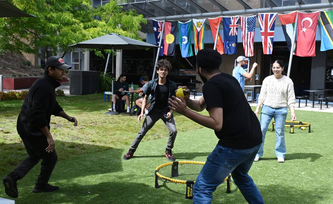 Students play a game during Fed Fest O-Week celebrations at Federation University. Picture by Kate Healy