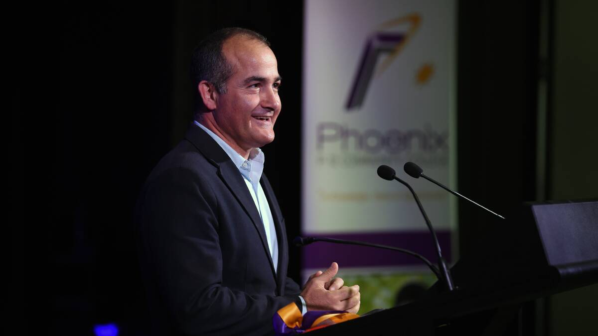 PROMISE: Education minister James Merlino at Phoenix P-12 Community College during the 2018 election campaign promising to build two new basketball courts and relocate existing tennis courts. Picture: Kate Healy