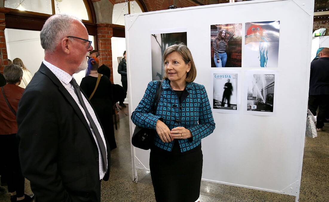 ART: Federation University vice chancellor Professor Helen Bartlett and Arts Academy director Associate Professor Rick Chew at the opening of the end of year exhibition. Picture: Michael Watson