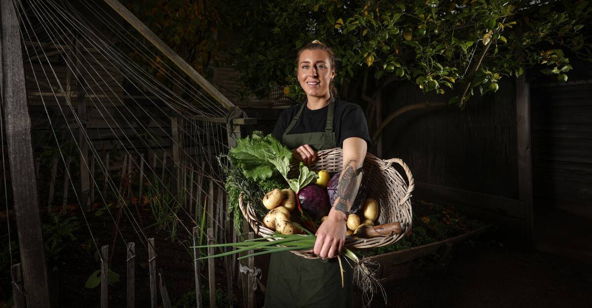 LOCAL: Jo Barrett with some of the local produce that will be in the spotlight at Sovereign Hill's Heritage Harvest Weekend. Picture: Luke Hemer