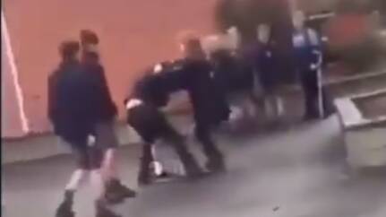 A still from one of the videos showing a fight among students at Ballarat High School