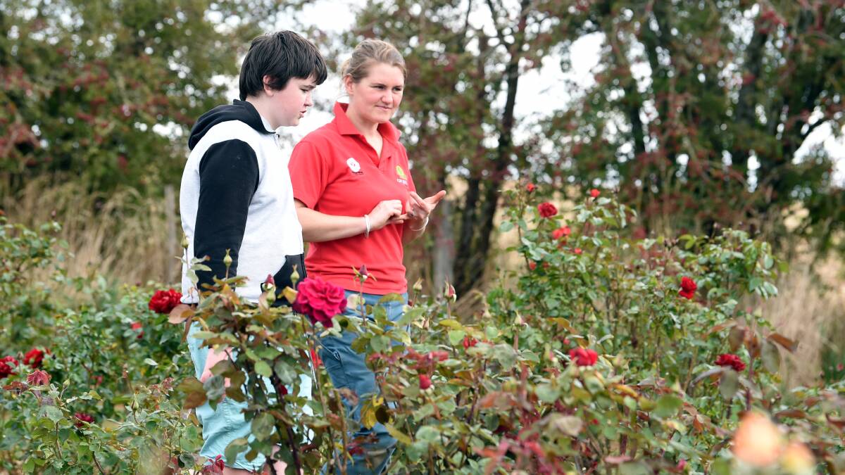 LEARNING: Sam Murphy and Soho Rose Farm's Kristy Tippett during Woodman Hill SC's agriculture industry tour last month. Picture: Kate Healy