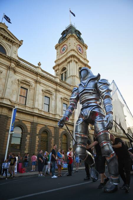 CULTURE: A giant robot interacts with crowds at White Night Ballarat.  