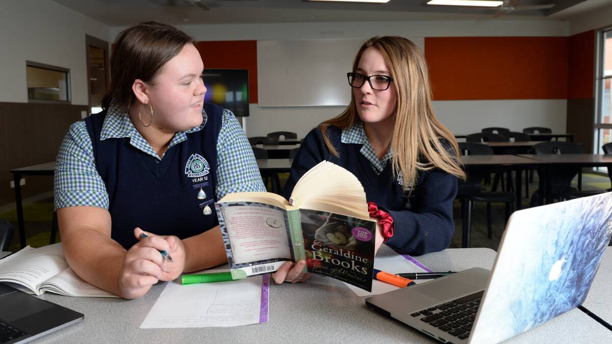 Ballarat High school 2018 VCE students Alla Sturgeon and Tamsyn Gladstone revise together in the school's study centre before their final English exam last year