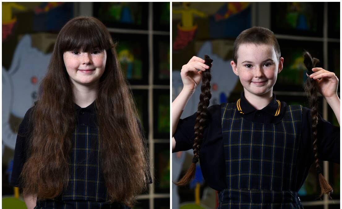 Abbie Scofield before and after her head was shaved to raise money for cancer research and to donate her tresses to be made in to wigs for children going through cancer treatment. Picture by Adam Trafford