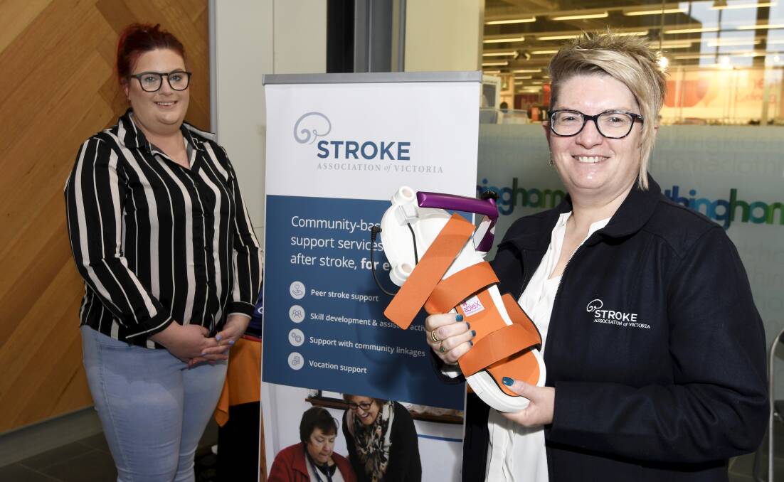 HELP: Ballarat Stroke Support Centre vocational consultant Kristy Herbert and coordinator Allison Stevenson raise awareness of stroke and the services of the support centre during National Stroke Week. Picture: Lachlan Bence 