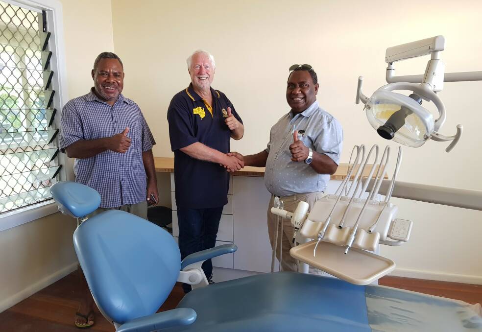THUMBS UP: Solomon Islands director of dental services Dr Ellison Vane, Dr David Goldsmith and Solomon Islands National Referral Hospital medical superintendent Dr John Hue in one of the new dental surgeries at the hospital. Picture: supplied