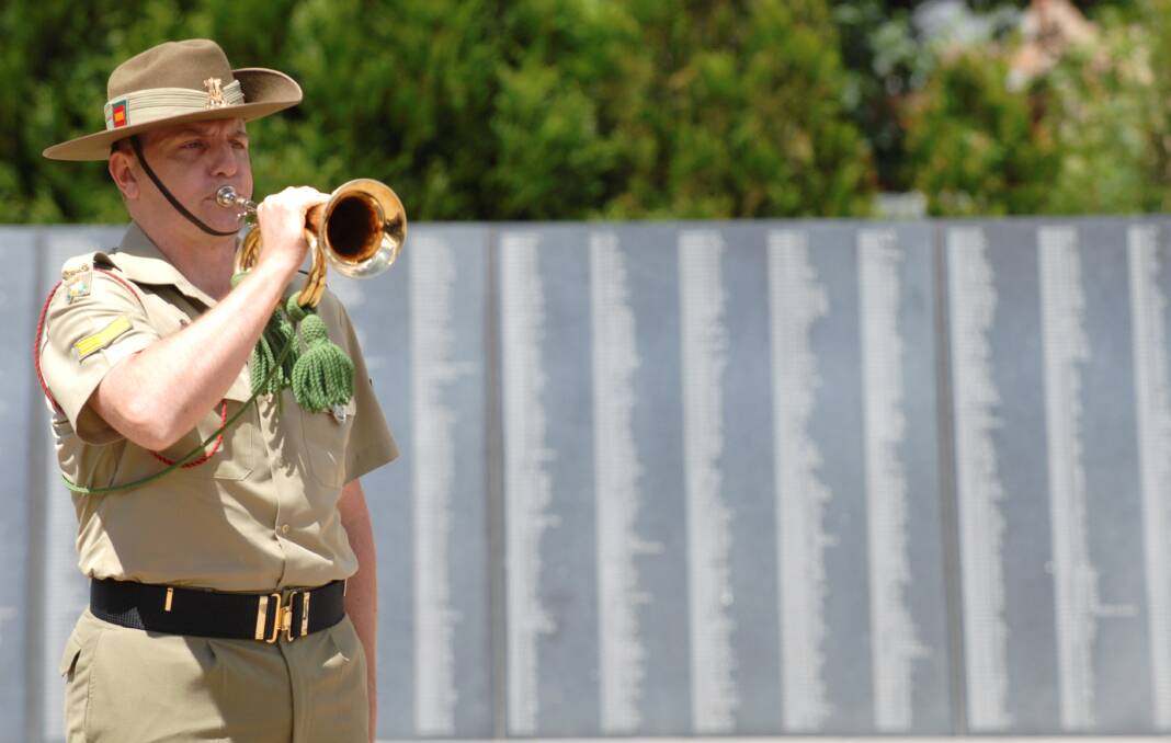 The Last Post is played at the Australian Ex Prisoners of War Memorial at Lake Wendouree where Clarice Halligan and Mary Cuthbertson's names are memorialised.