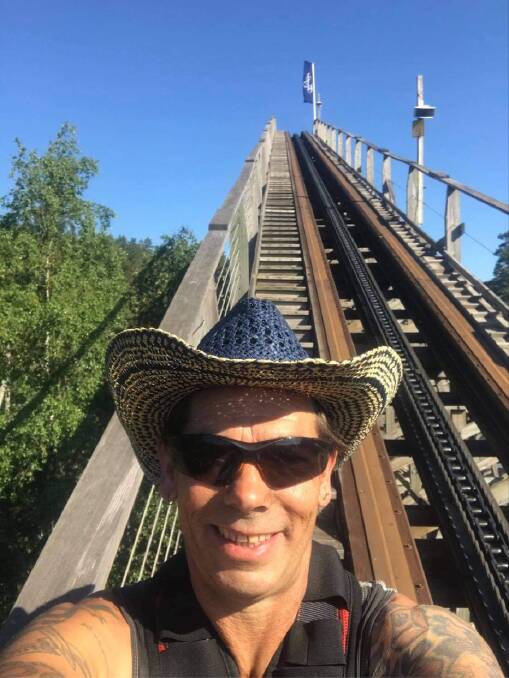 UPS AND DOWNS: Michael Barnes travelled to Norway in March 2019 to work on the construction of a traditional wooden roller coaster. Picture: supplied