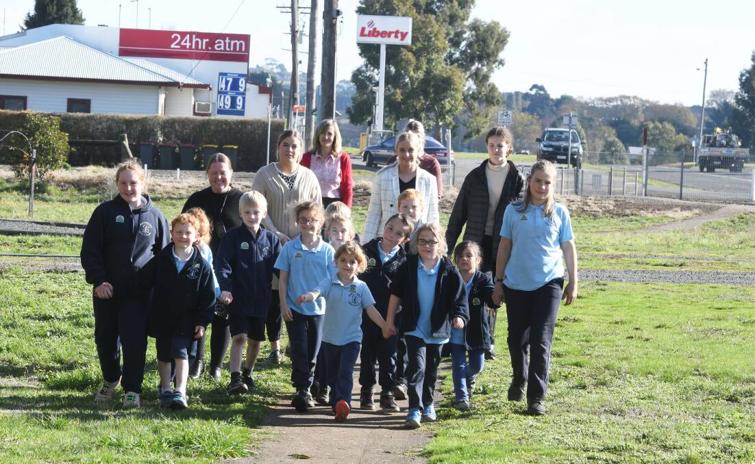 ON FOOT: The entire school community of Bungaree Primary School will meet at the local shop and walk to school together for Friday's national Walk Safely to School Day. They will be among thousands of students across Australia to make their way to school on foot. Picture: Lachlan Bence