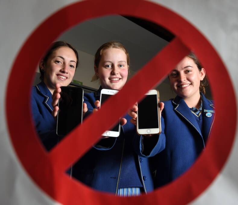 SWITCHED OFF: Loreto students Brooke O'Brien, Charlotte Waight and Freya Valpied took part in a week-long digital detox. Picture: Kate Healy