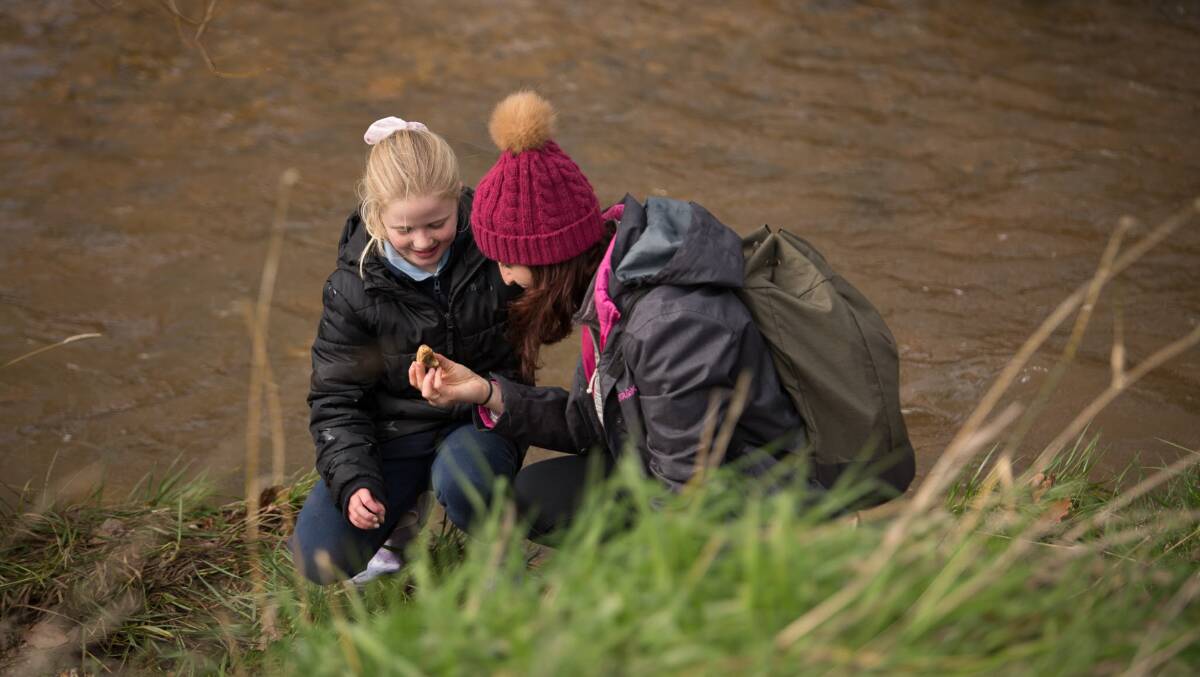 WONDER: Students explore the natural environment along the Yarrowee Creek at Magpie. Picture: supplied 