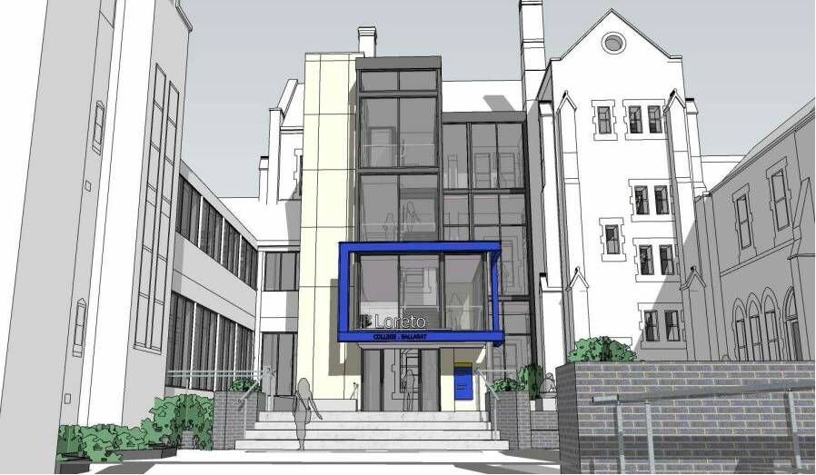 Artist impression of the new lift building and stairwell at Loreto College