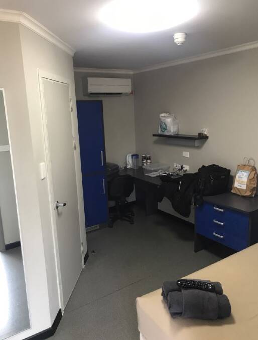 QUARANTINE: Michael Barne's room at the Howard Springs quarantine facility. Picture: supplied