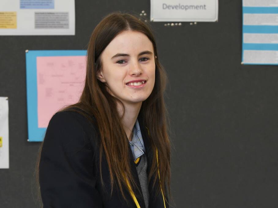 Mount Rowan Secondary College dux Chloe Linahan is tossing up a career in business or design after receiving her ATAR. Picture: Lachlan Bence