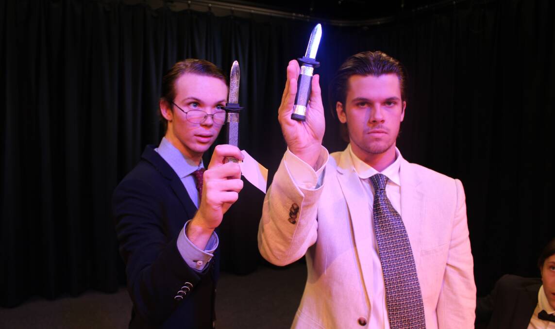 SHARP: Hamish Rennison and Xavier Orriss with the evidence in Twelve Angry Men. Picture: supplied